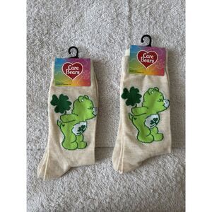 Care Bears Socks Lot of 2 Good Luck Bear Shamrock Crew Socks NWT Green